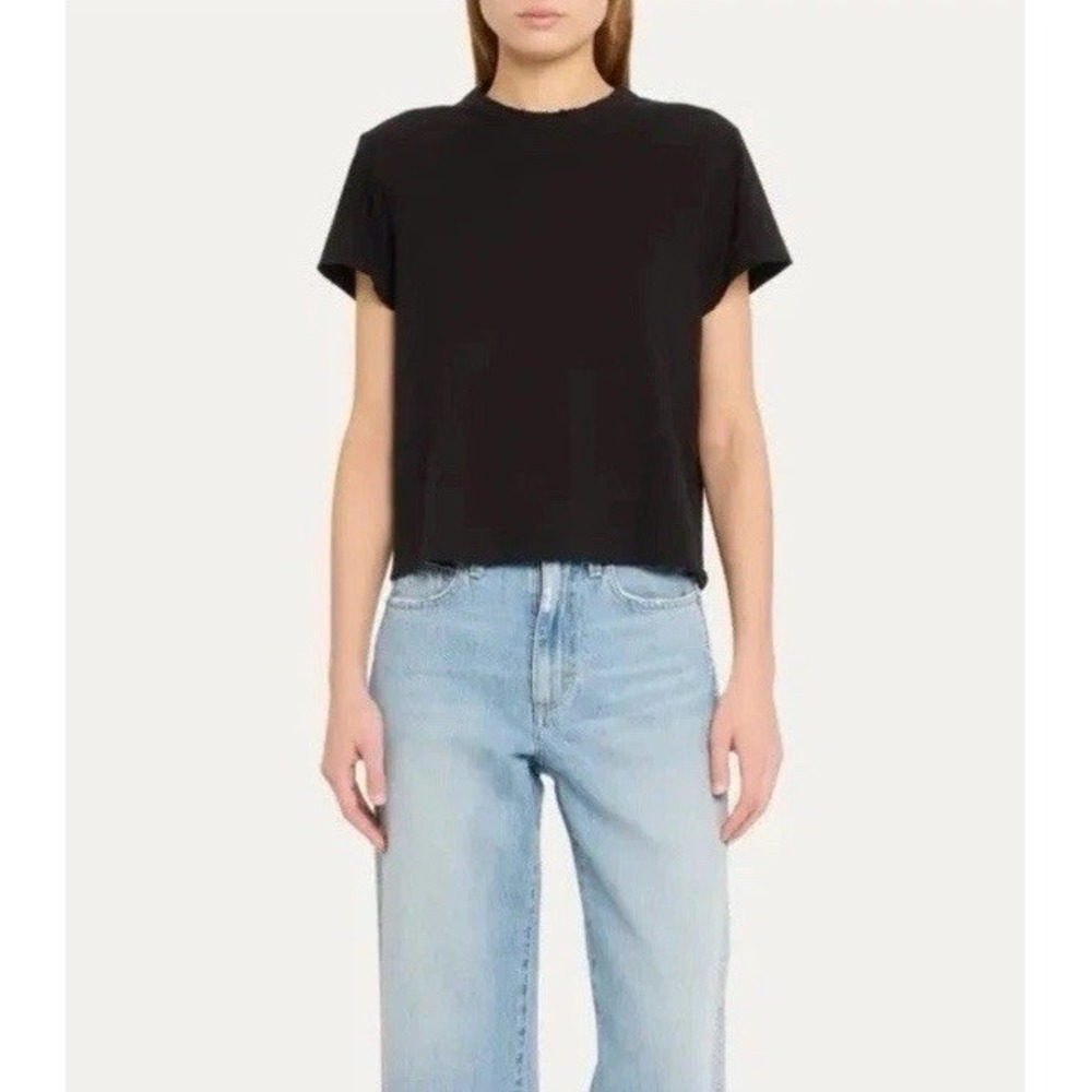 AMO Love Tee Black MSRP $108 Boxy Relaxed Hemp Cotton T-Shirt Size M